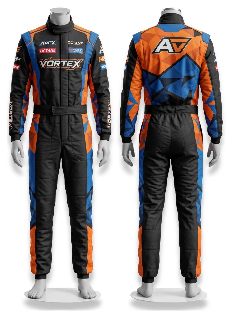 Buzo de karting personalizado, frente y espalda