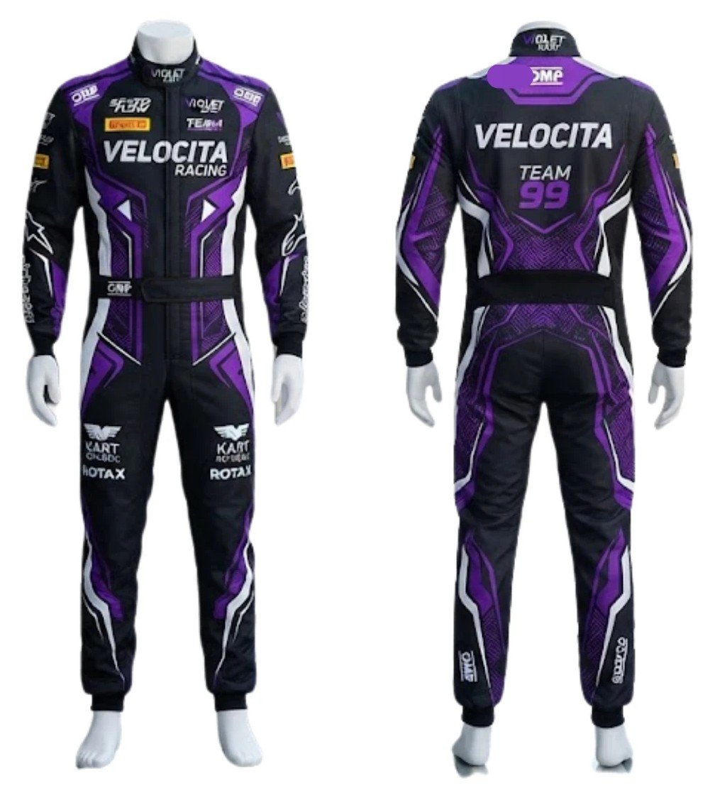 Buzo de karting personalizado, frente y espalda